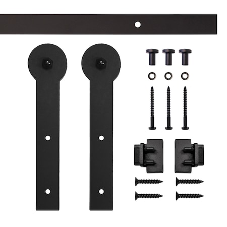 Quiet Glide Soft Close 48" Black Round Stick Mini Single Barn Door Hardware NT.1310.09.08-48-SC